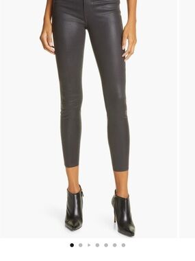 L'AGENCE Black Cropped Coated Skinny Jeans